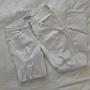 Just Black Frayed Hem White Jeans
